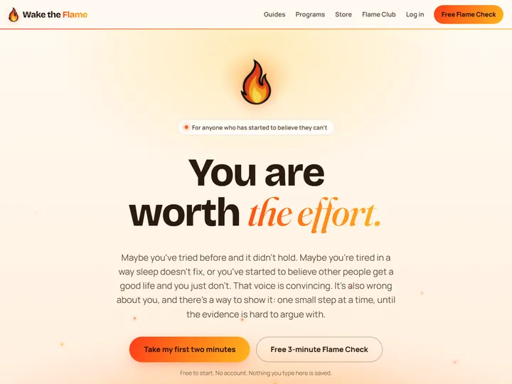 Wake the Flame homepage